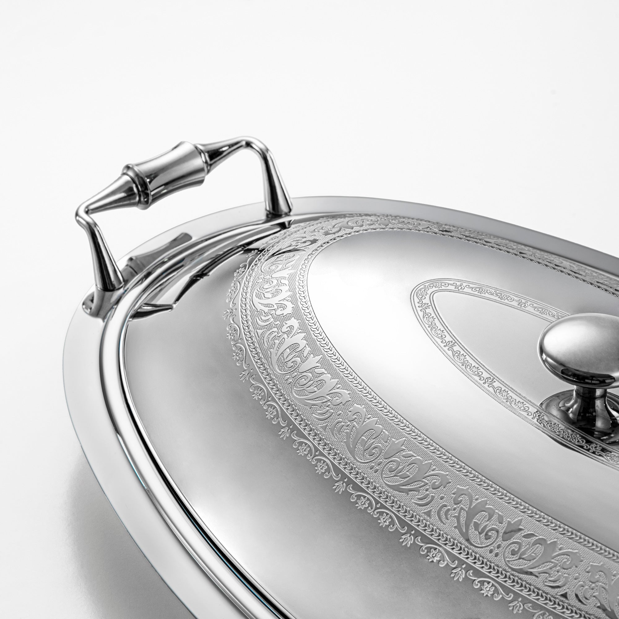 Almarjan Oval Serving Tray with Cover 50cm Silver