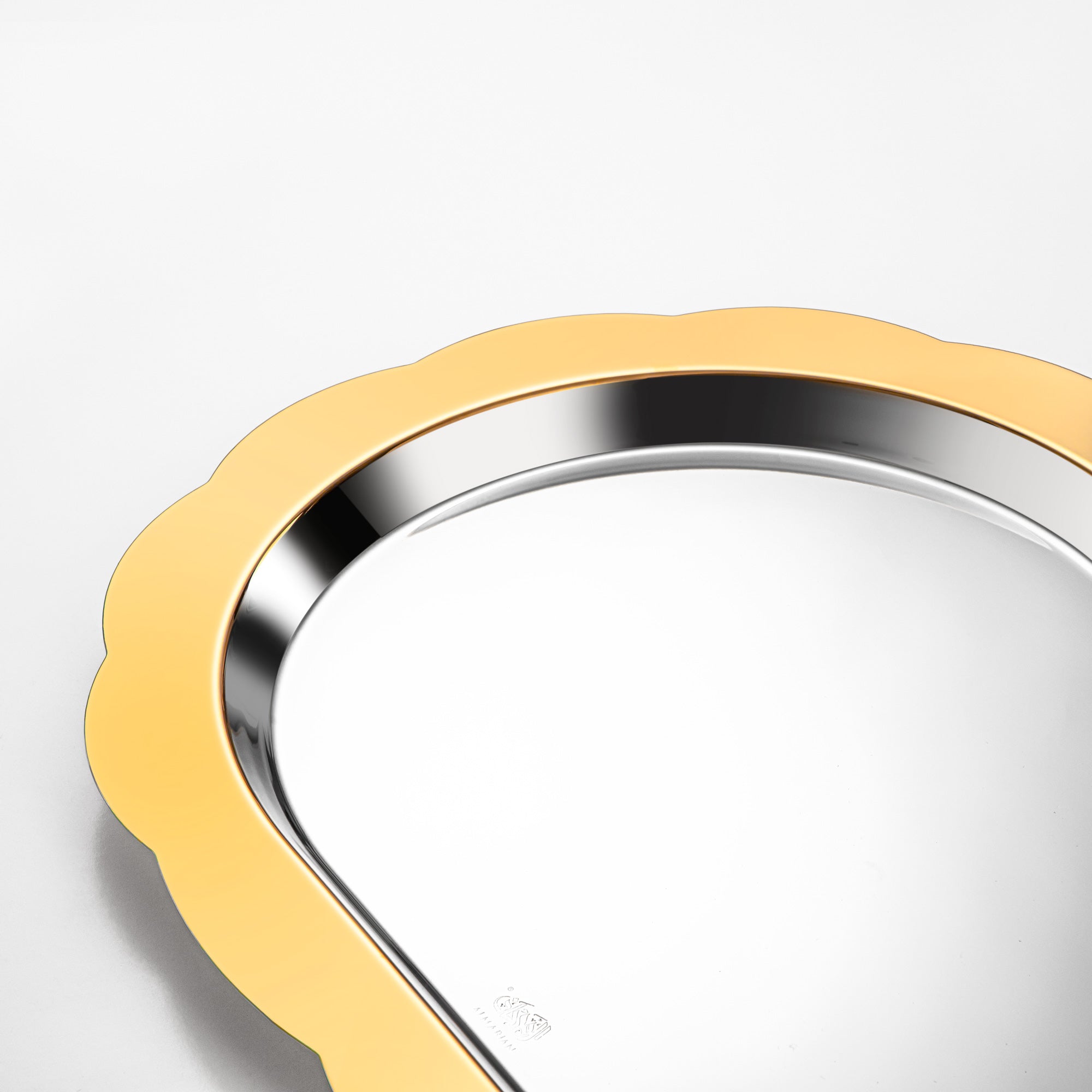 Almarjan Joni Oval Serving Tray 48cm Silver & Gold