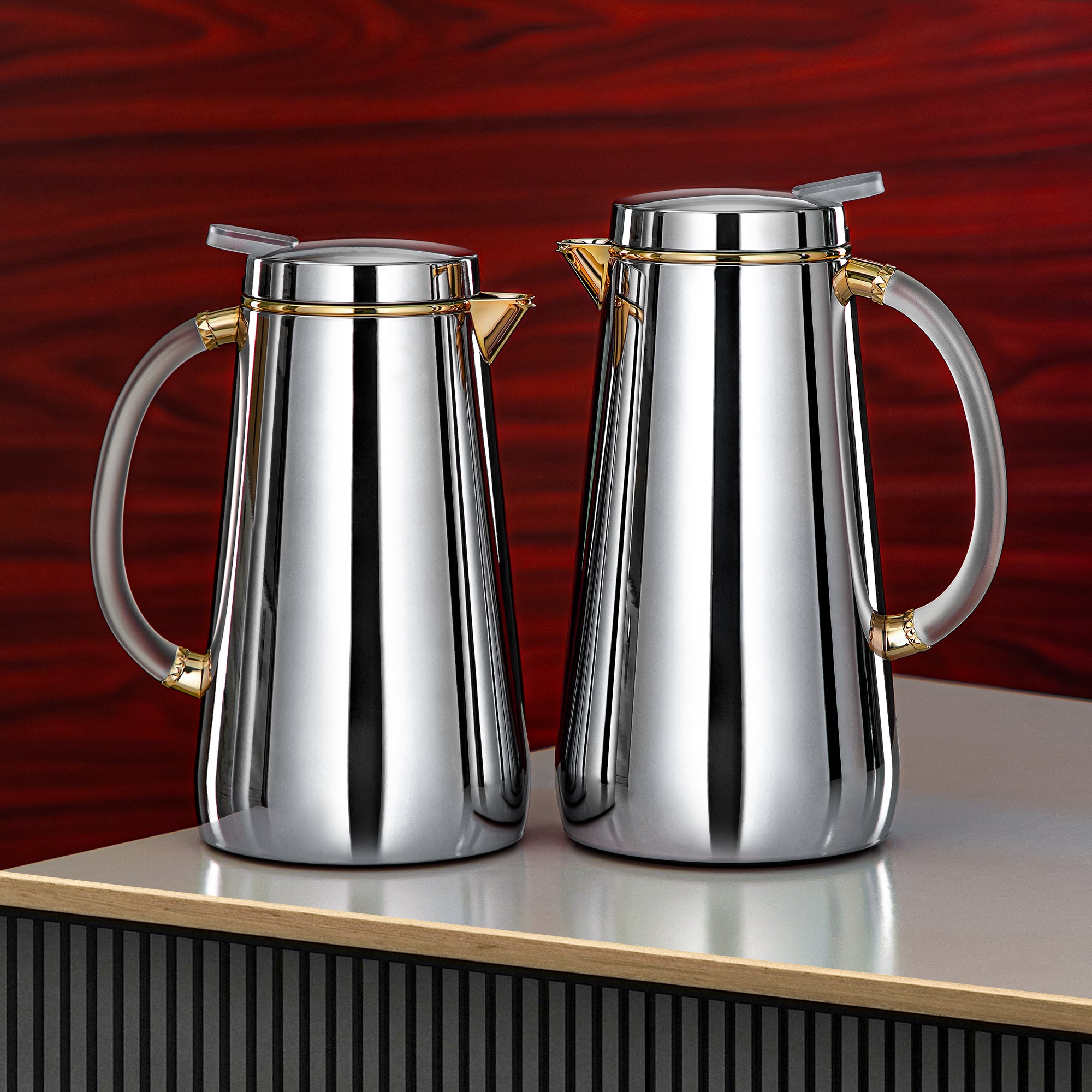 Almarjan Vacuum Flask Set Silver & gold – Ramadan & Gatherings