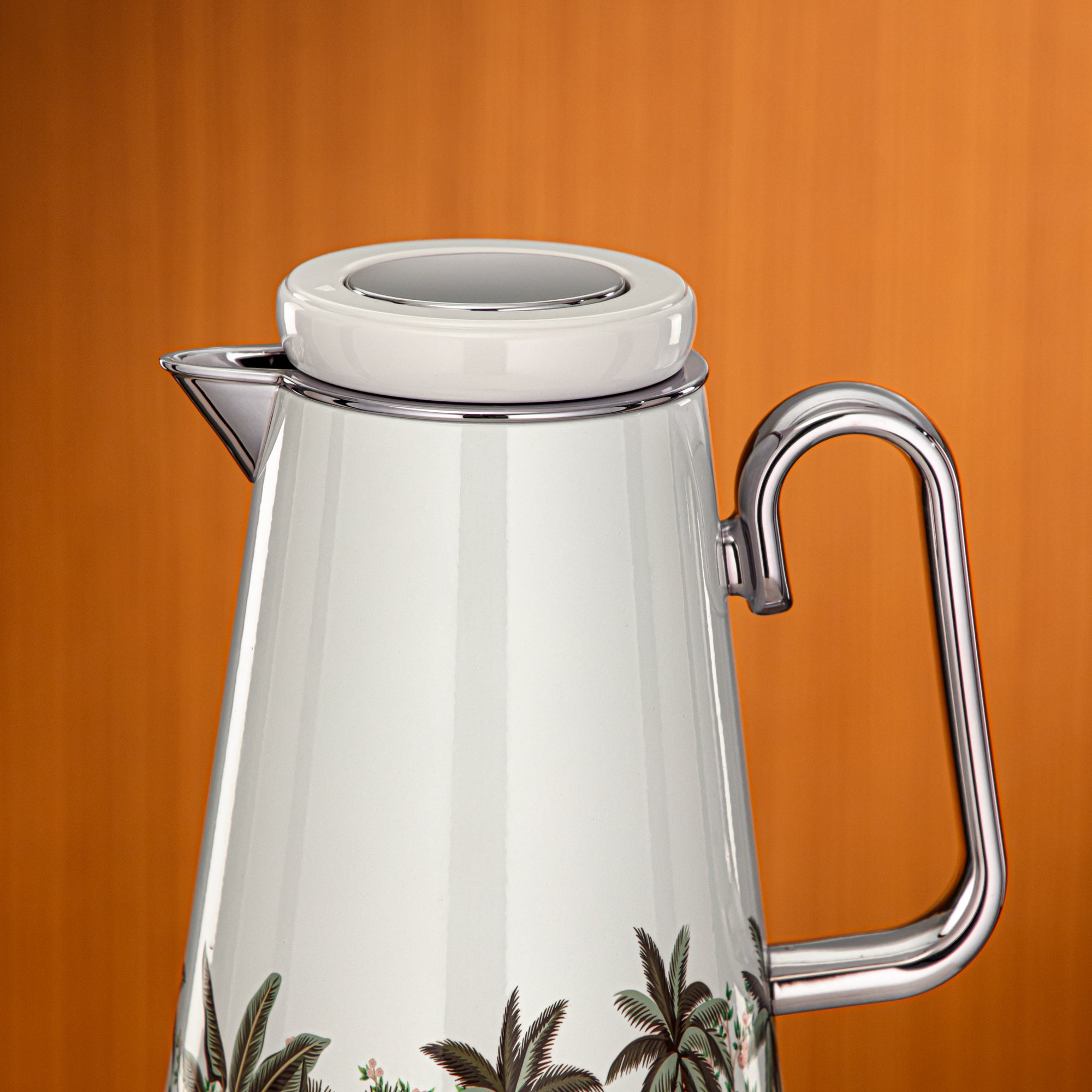 Almarjan Vacuum Flask 1L Floral & Silver