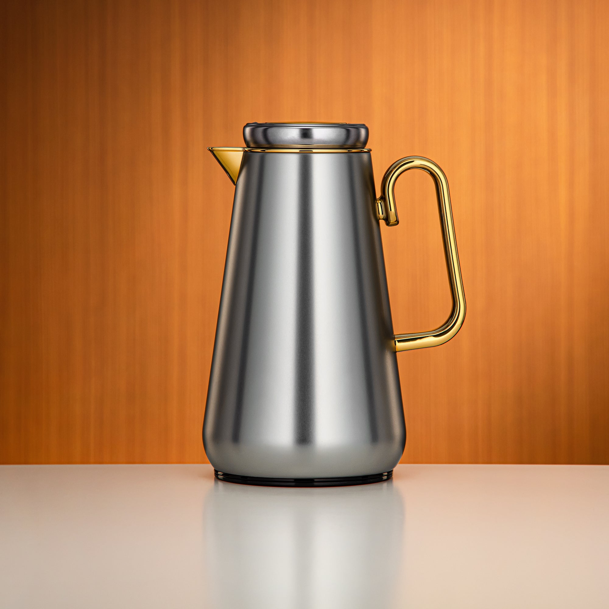 Almarjan Vacuum Flask 1L Matt Silver & Gold