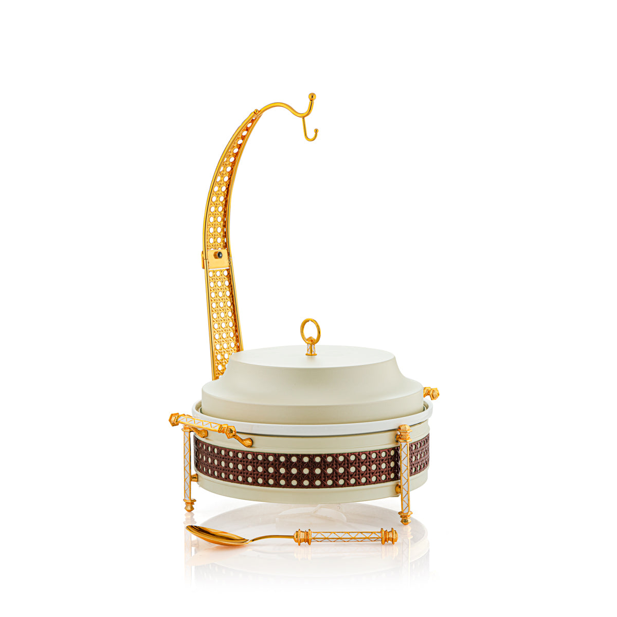 Almarjan 3000 ML Al Waha Collection Food Warmer Matt Beige & Gold - FW01-MBB-M