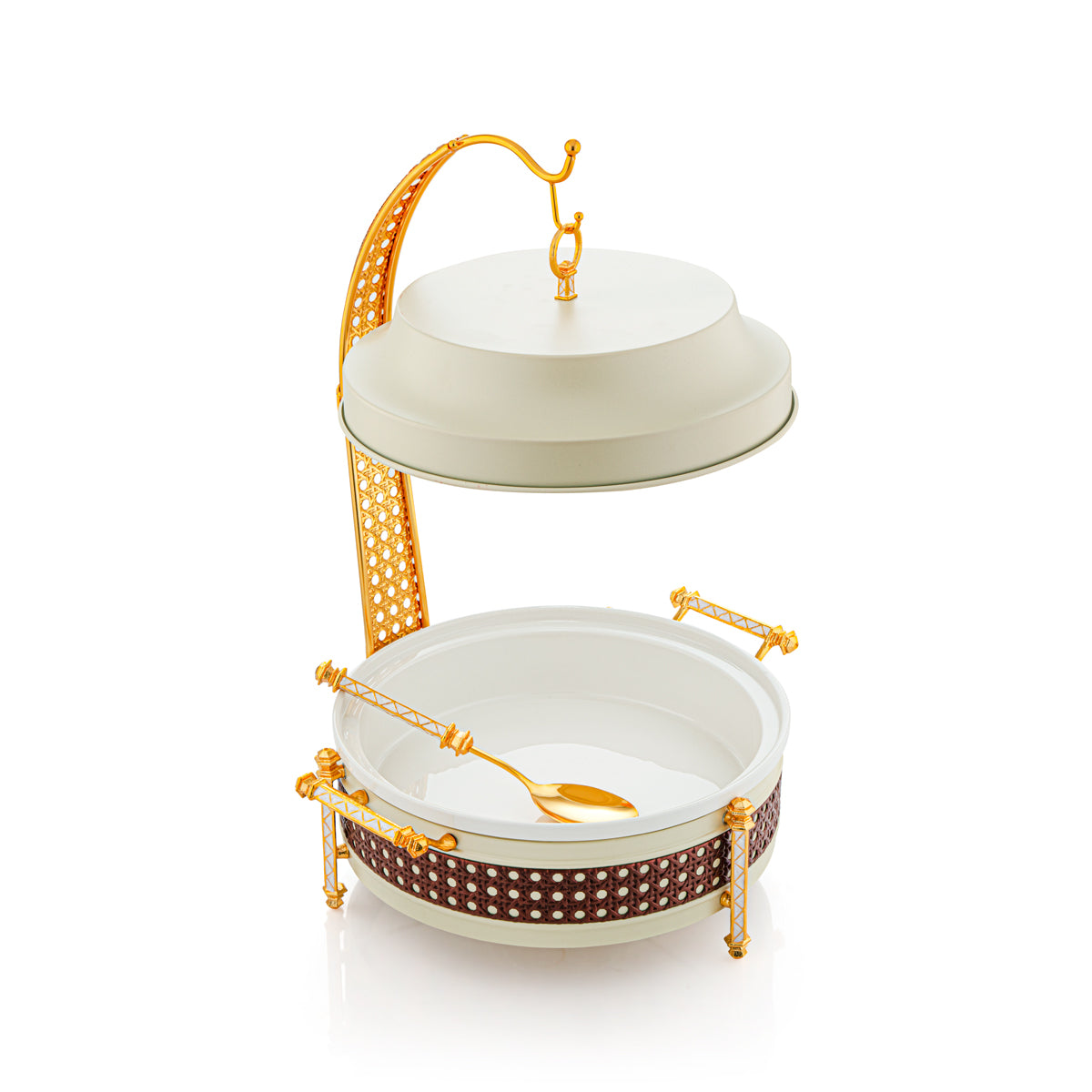 Almarjan 3000 ML Al Waha Collection Food Warmer Matt Beige & Gold - FW01-MBB-M