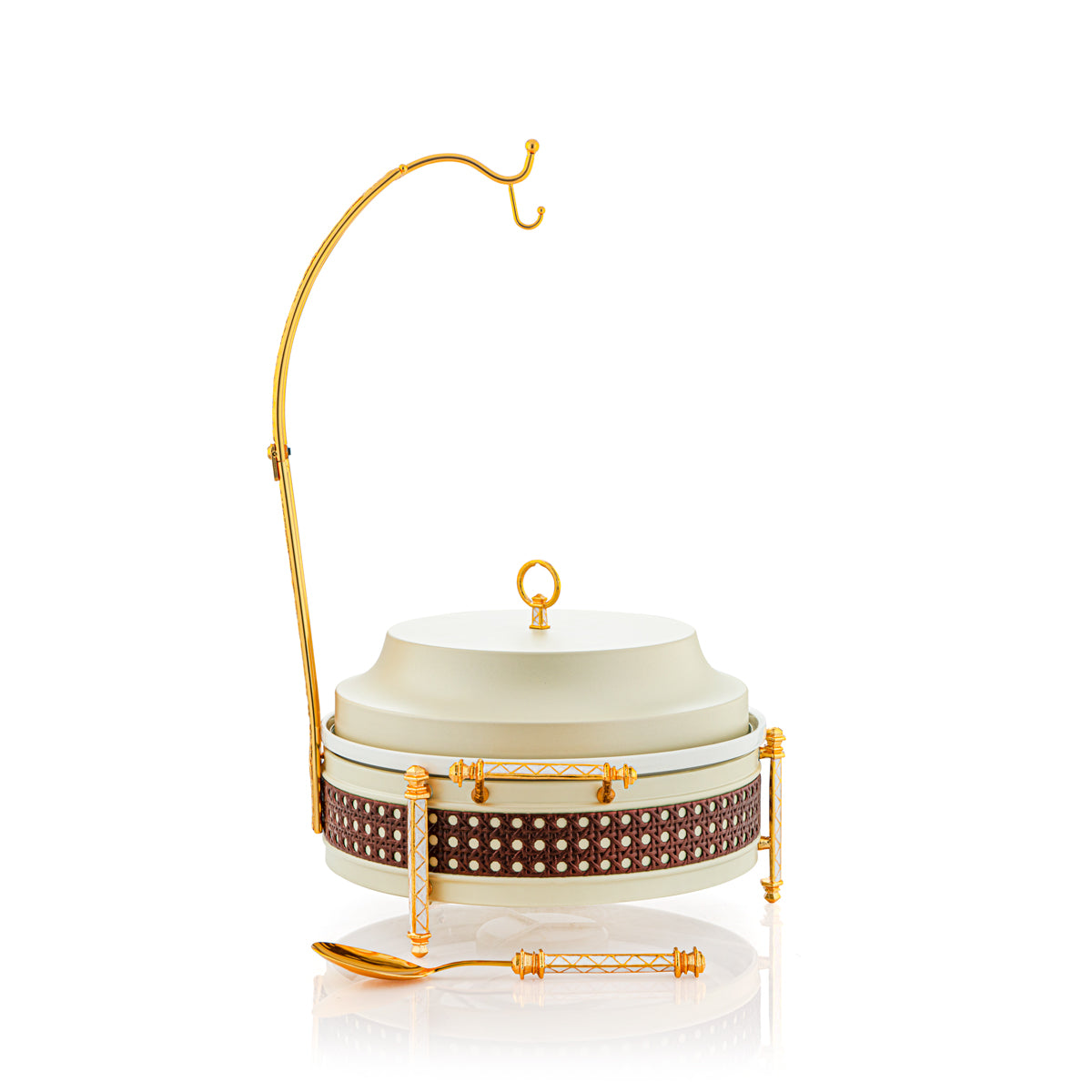 Almarjan 3000 ML Al Waha Collection Food Warmer Matt Beige & Gold - FW01-MBB-M