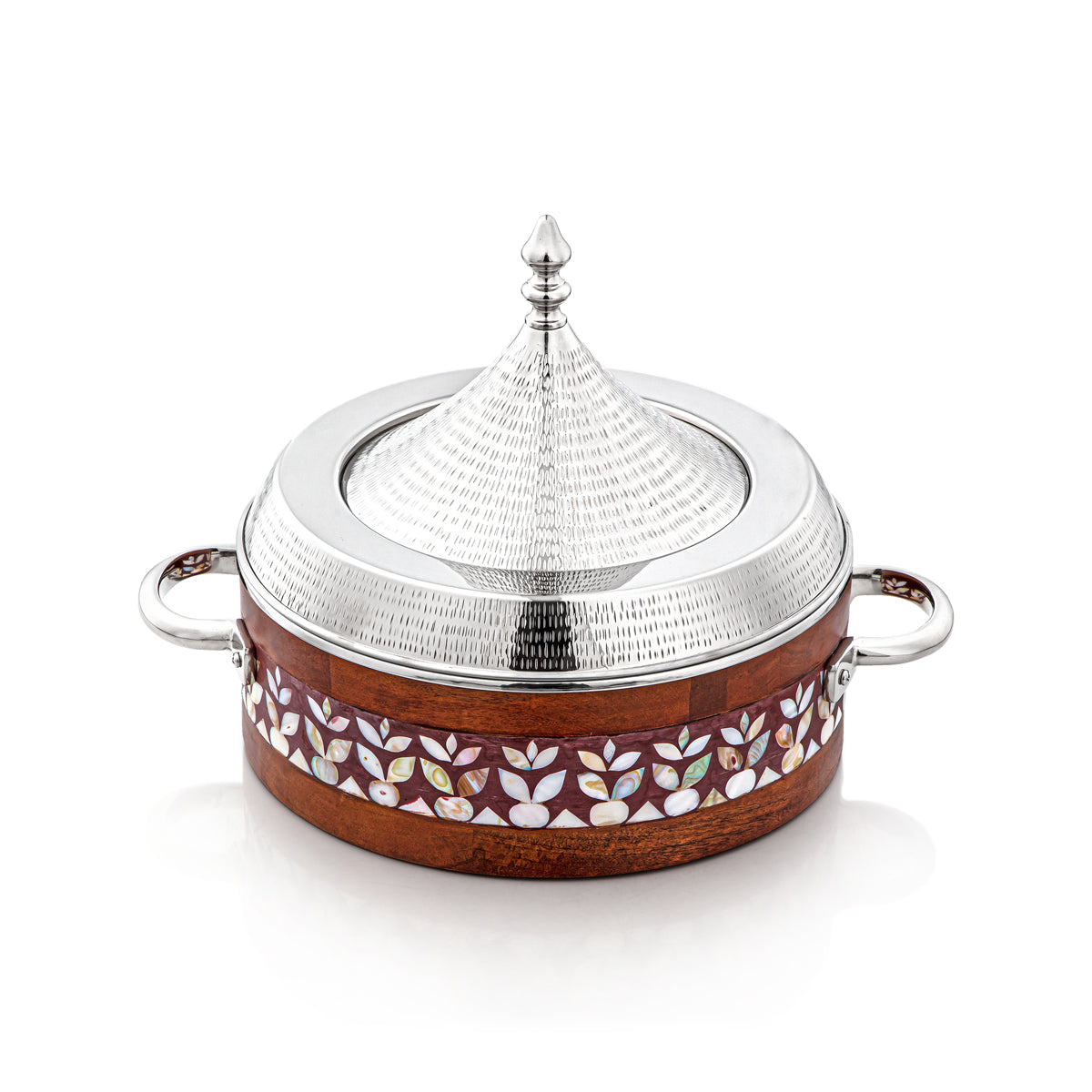 Almarjan 32 CM Stainless Steel Hot Pot Wood & Silver - MD-2928B-F