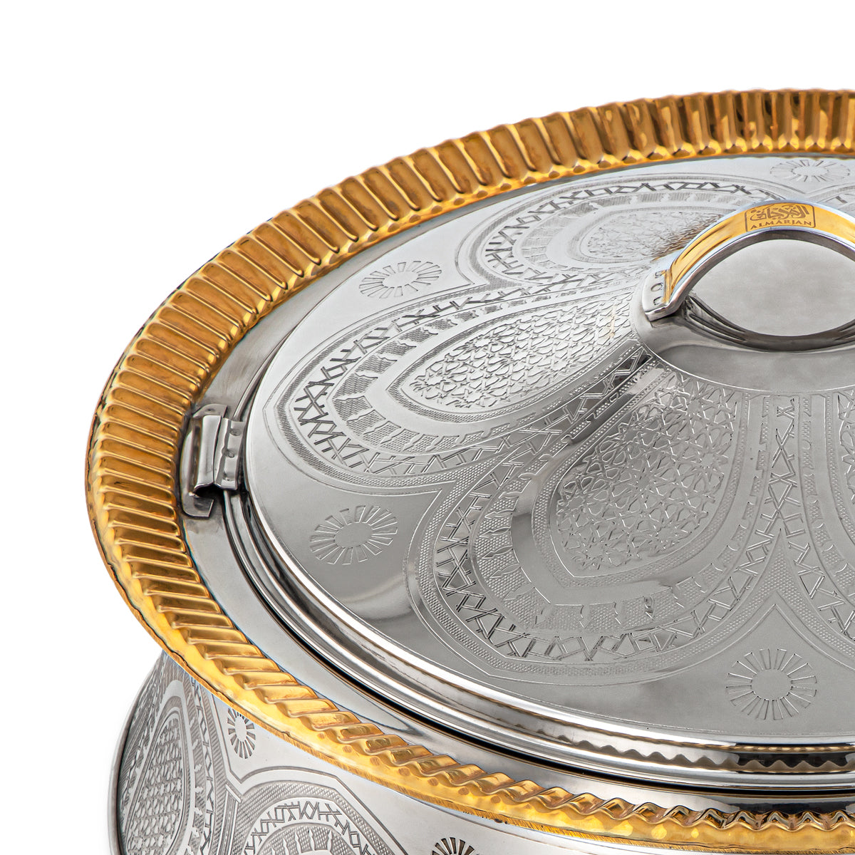 Almarjan 35 CM Afrah Collection Stainless Steel Hot Pot Silver & Gold - H22EPG1 Lock